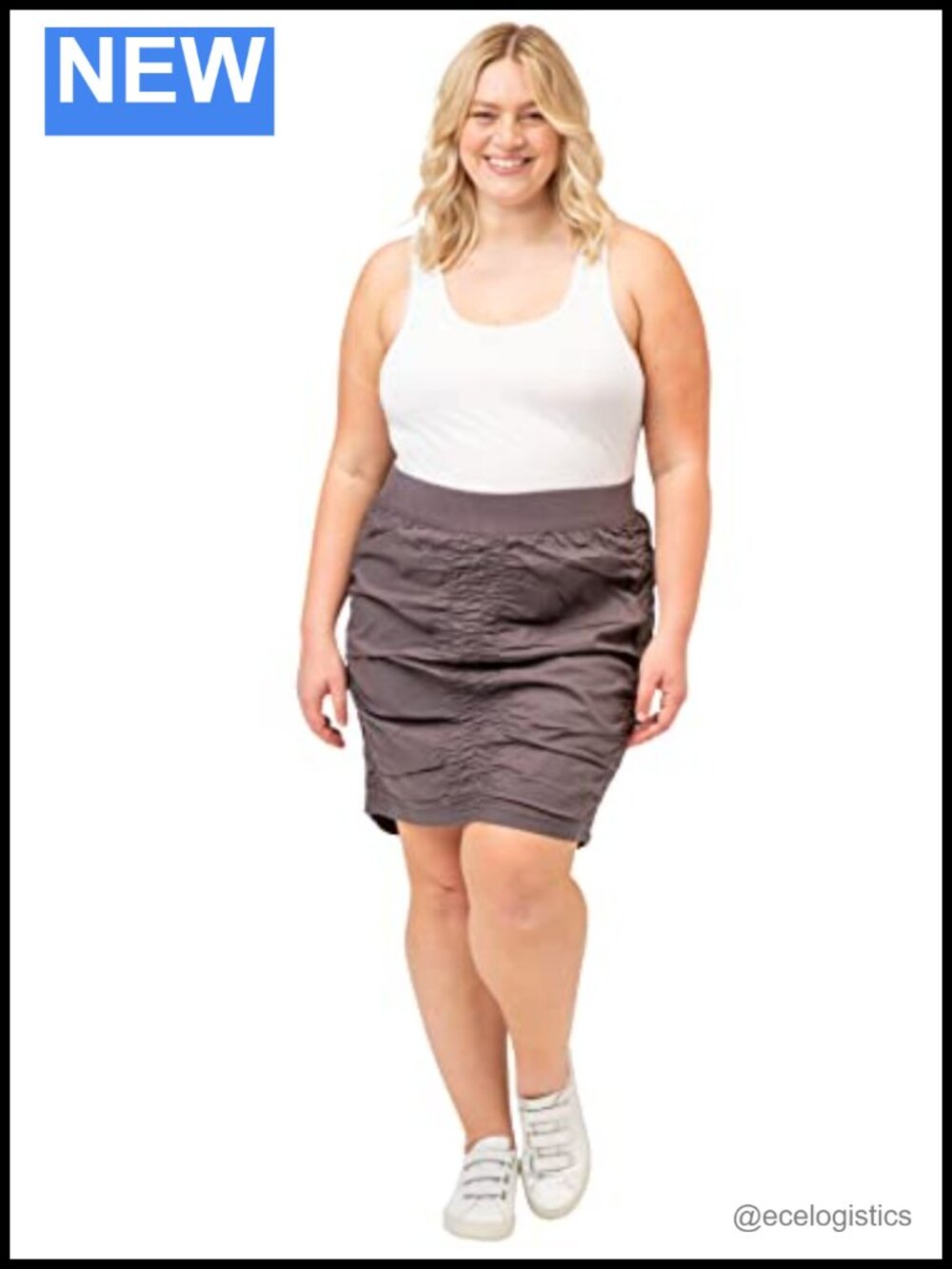XCVI Solid Trace Skirt Lightweight Stretch Poplin Pull-On